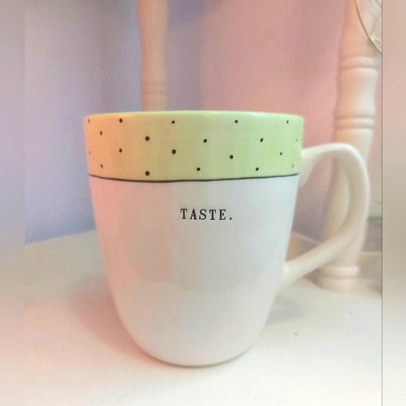 Rae Dunn Other - Rae Dunn collection Mug typewriter font green polka dot by Magenta